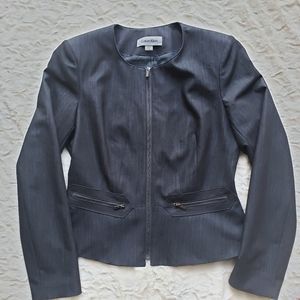 Calvin Klein navy zip front blazer size 8